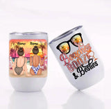 Customized Beaches, Booze, and Besties 12 oz Wine Tumbler