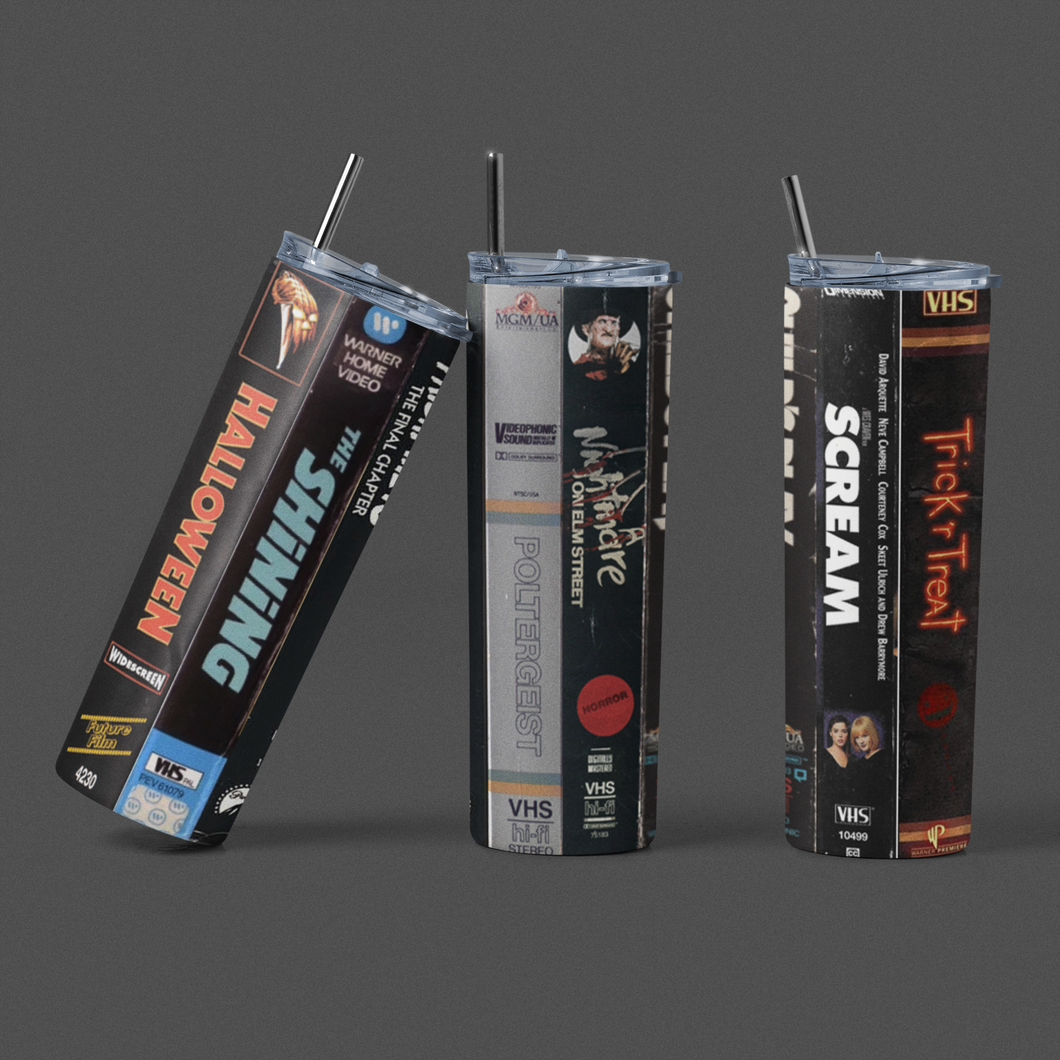 Halloween Horror Movies Vintage VHS 20 oz Skinny Tumbler
